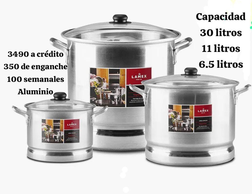Kit de ollas de aluminio Lamex 30, 11 y 6.5 L